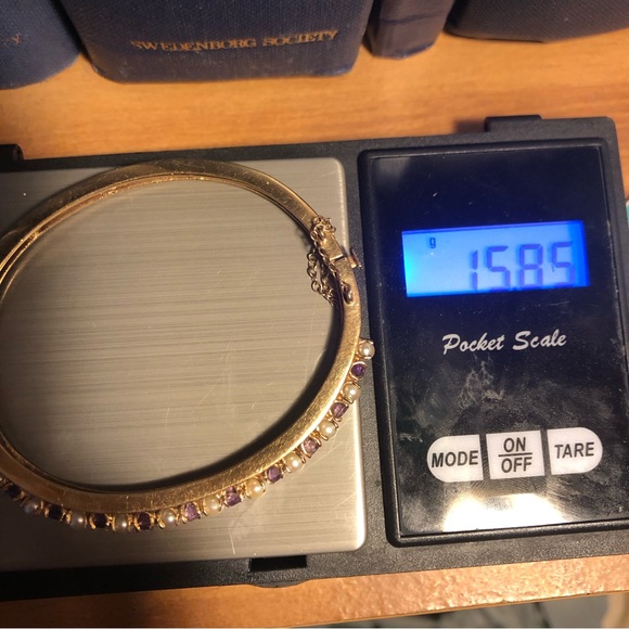 Vintage 14k pearl and amethyst bracelet - Picture 8 of 9